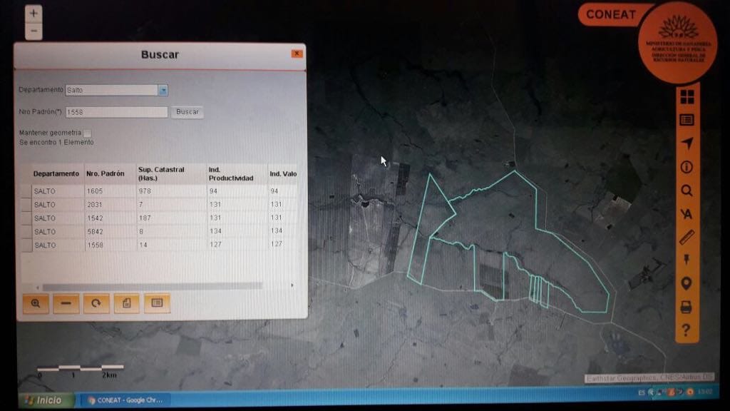 Plano satelital de campo en uruguay